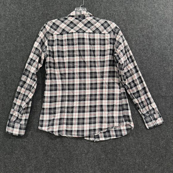 Eddie Bauer Classic Fit Shirt Womens Small Black Gray Red Plaid Flannel Button - Picture 6 of 8